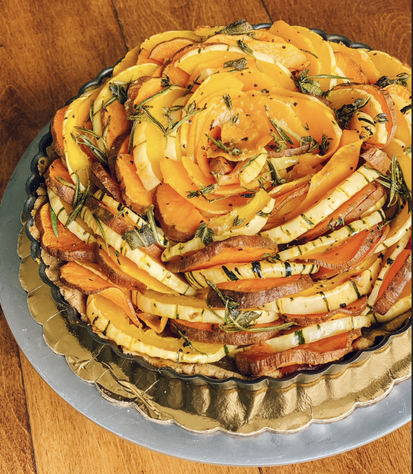 Multicolored Squash Tart with Caramelized Onion