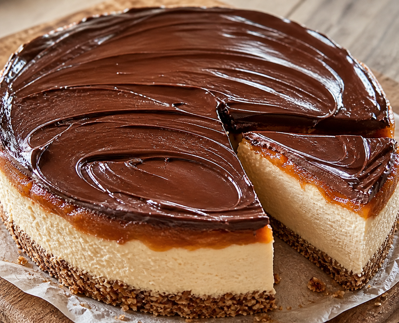 Brazil Nut Mascarpone Cheesecake with Cinnamon Apple Butter &amp; Raw Cacao Drizzle