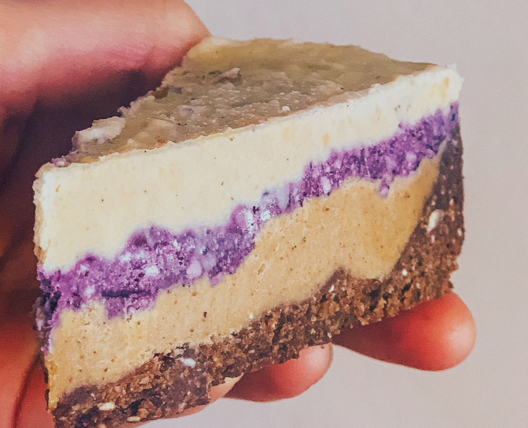 Layered Hazelnut Brownies with Blueberry, Caramel &amp; Vanilla Cream
