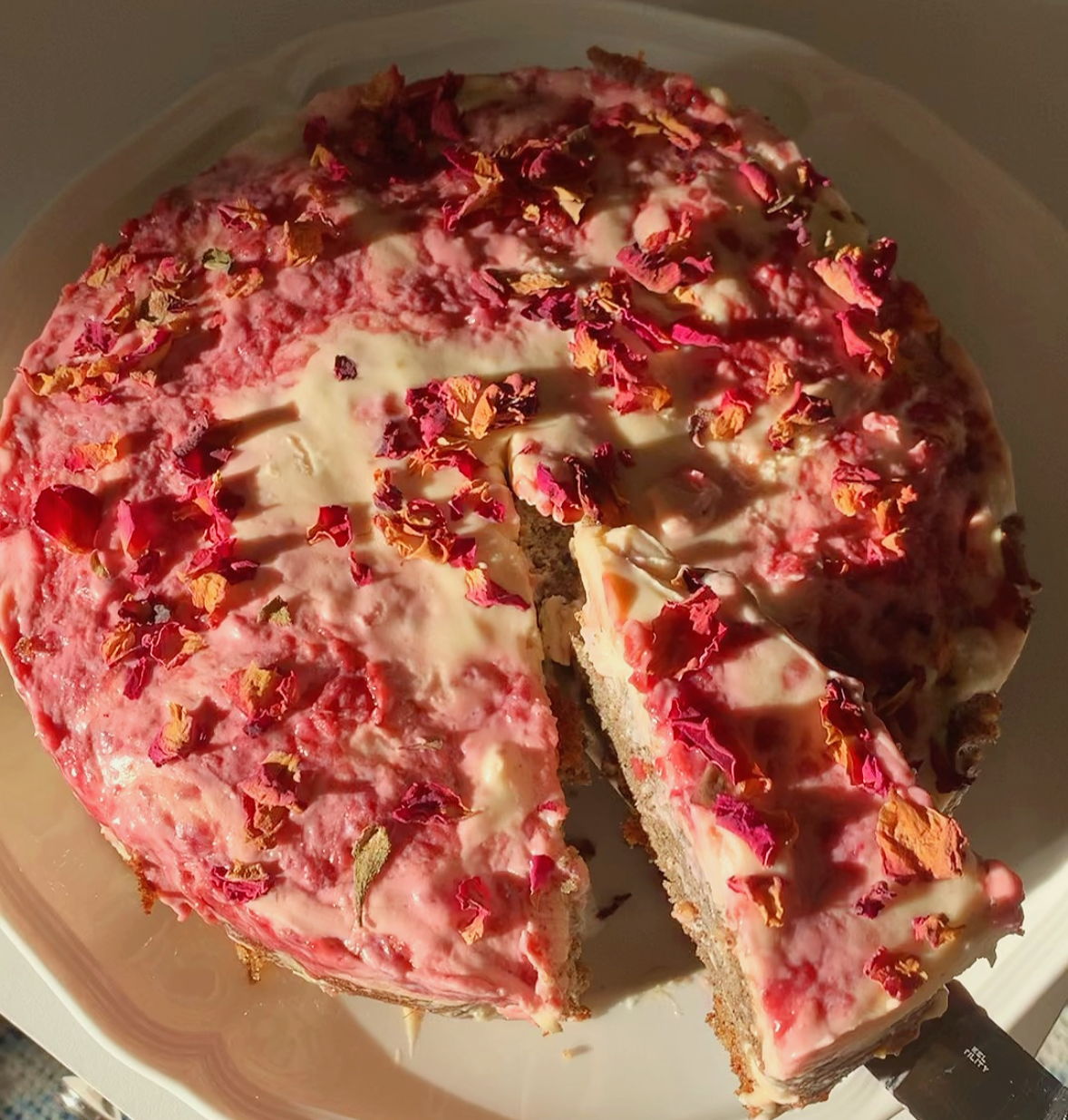 Almond-Buckwheat, Raspberry-Rose Honey Cake