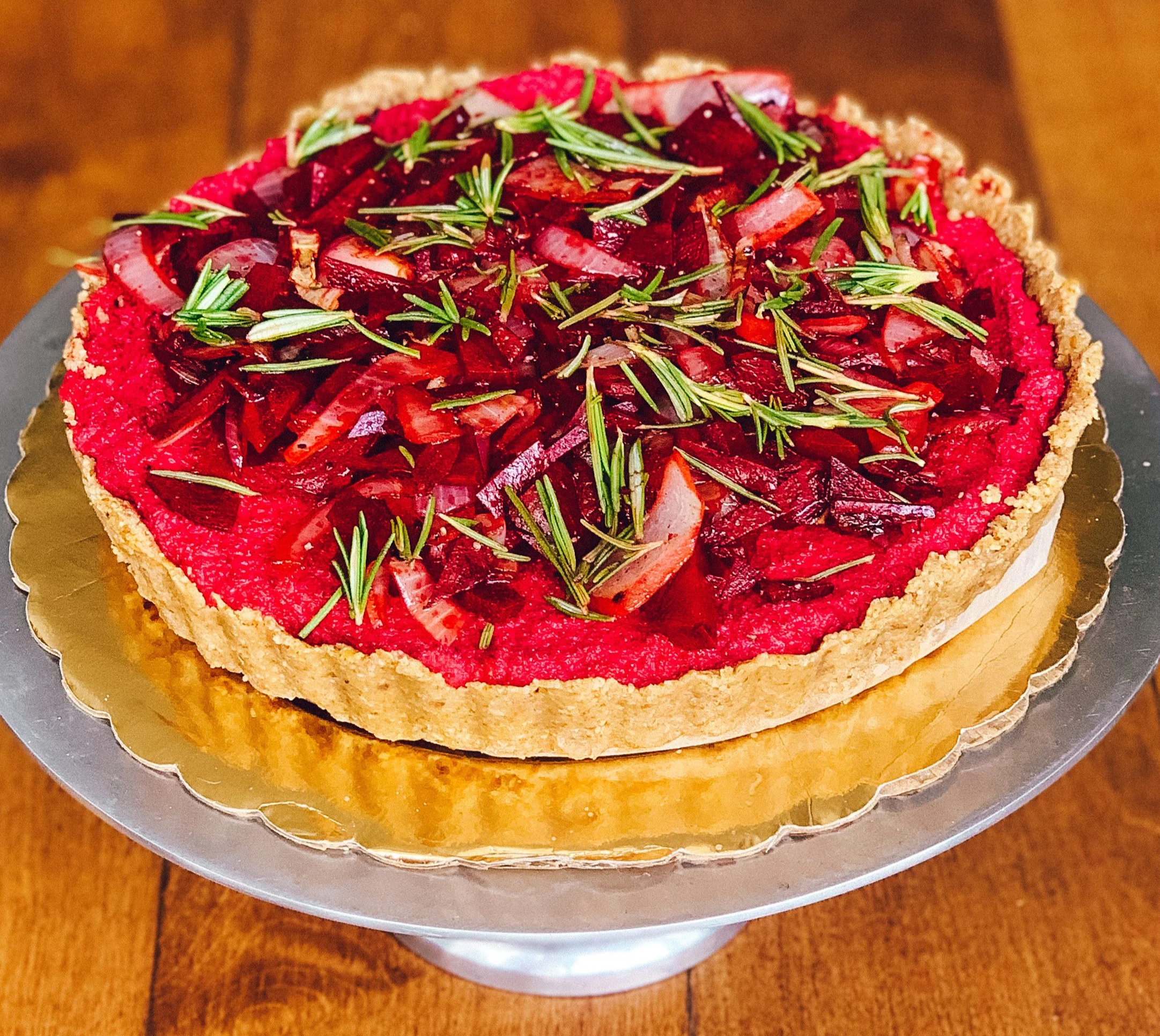 Savory Beetroot Tart with Whipped Goat Cheese, Rosemary &amp; Thyme