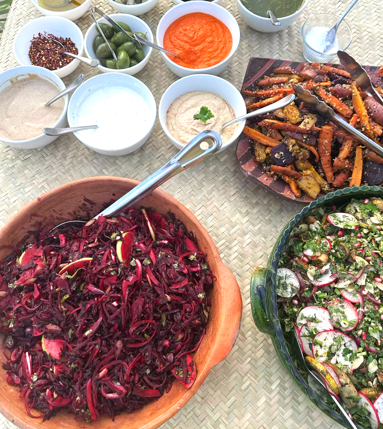 Spiced Beet Slaw with Apple, Cilantro, Pumpkin Seeds, Yogurt and Orange-Cumin Dressing