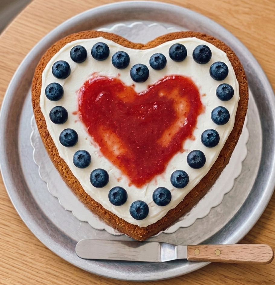 Chamomile HoNEY cake with yogurt, jam, and berries