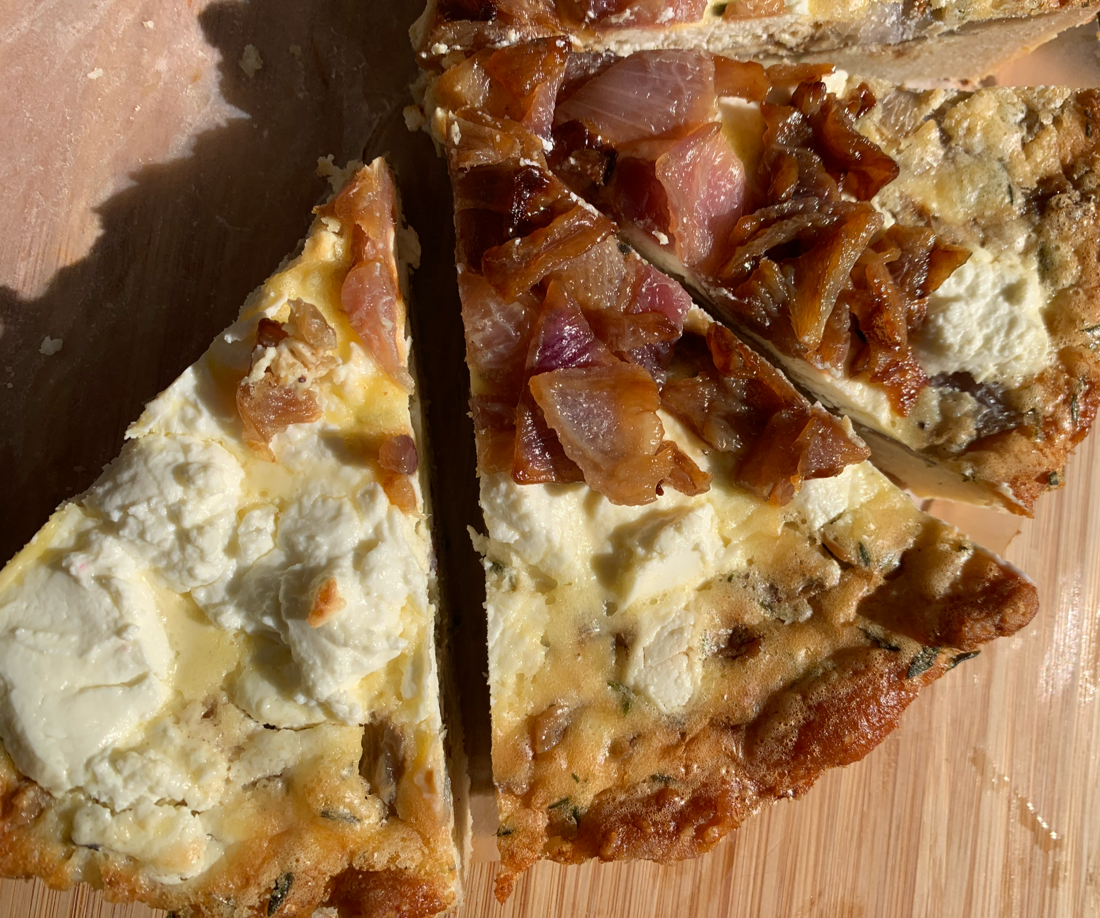 Goat Cheese, Caramelized Onion &amp; Bacon Quiche