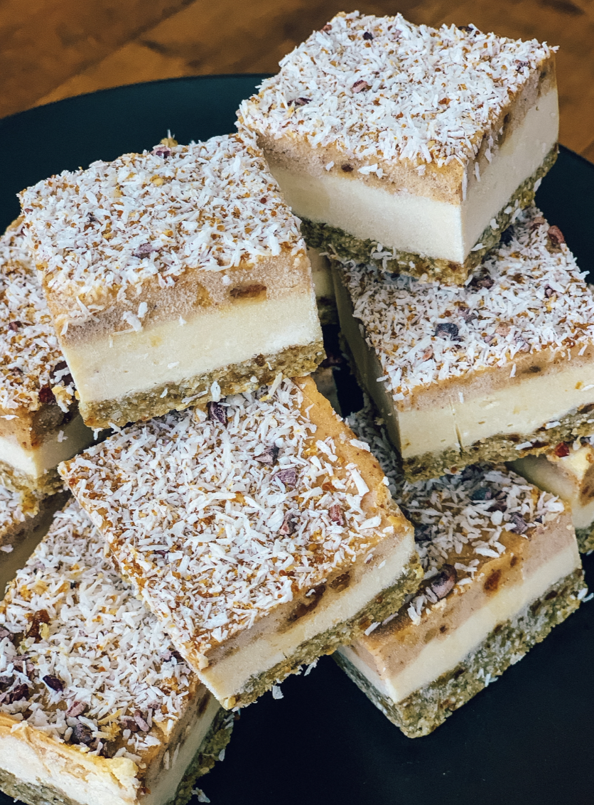 Raw Salty Caramel Cheesecake slices