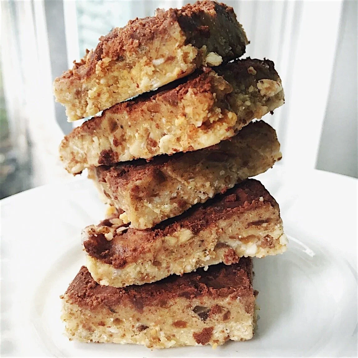 Magic Layer Nut Butter Shortbread Bars with Toasted Coconut and Raw Cacao