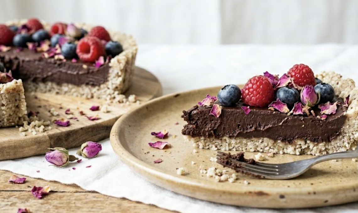 raw chocolate ganache tart