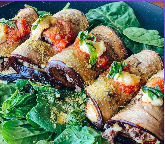 Beef Eggplant Rollatini with Raw Ricotta and Slow-Simmered Tomato Sauce