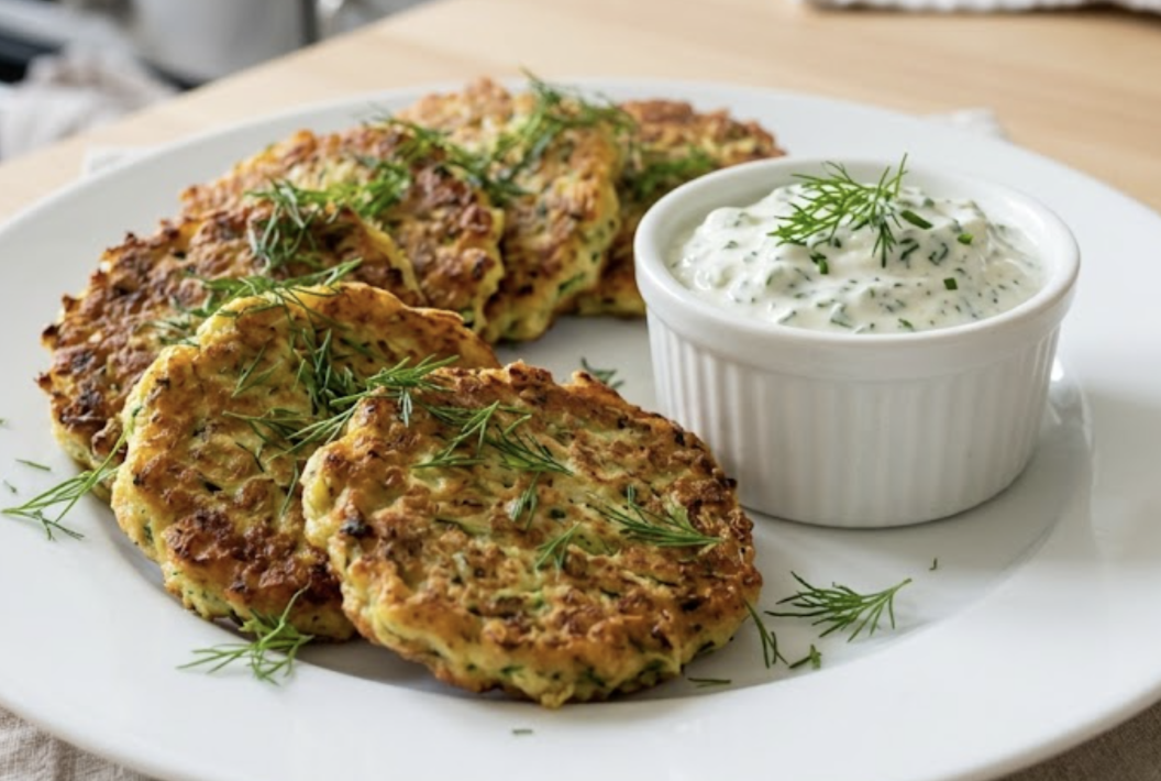 Zucchini Fritters with Lemon Yogurt Sauce (Two Ways)