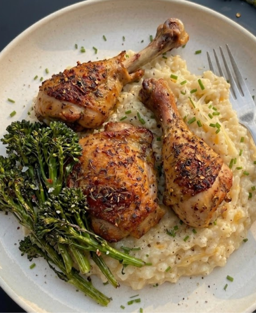 Cauliflower "Risotto" with Your Choice of Protein — Shrimp and Scallops OR Herb-Roasted Chicken