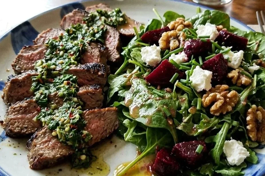 Santa Maria-Style Grass-Fed Tri-Tip with Two-Color Beet Salad