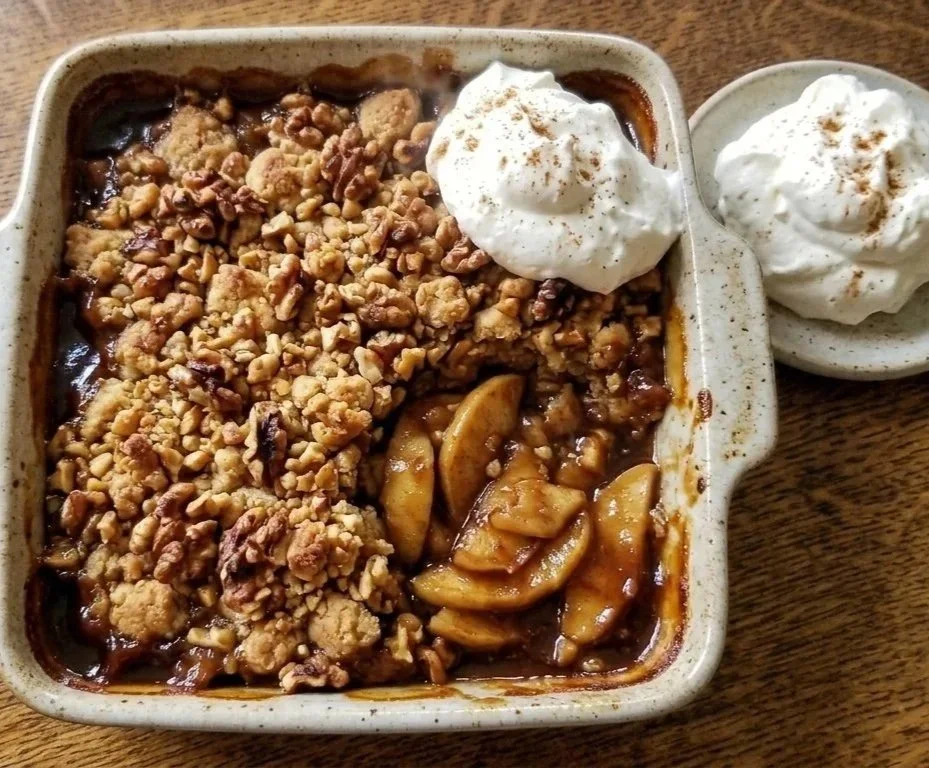 Warm Apple Walnut Cobbler
