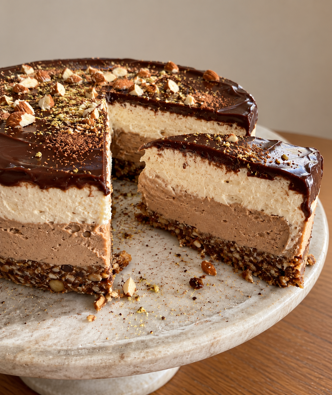 Raw Chai Mocha Cream Cake (Cappuccino Cream Pie)