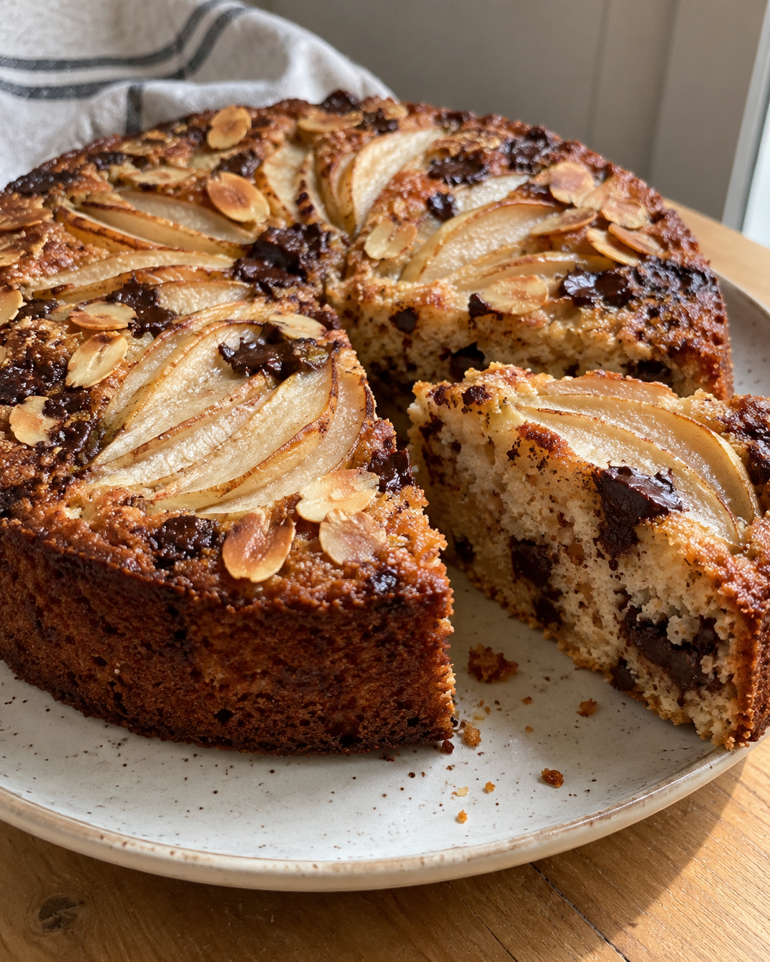 Autumn Pear, Chocolate &amp; Almond Cake