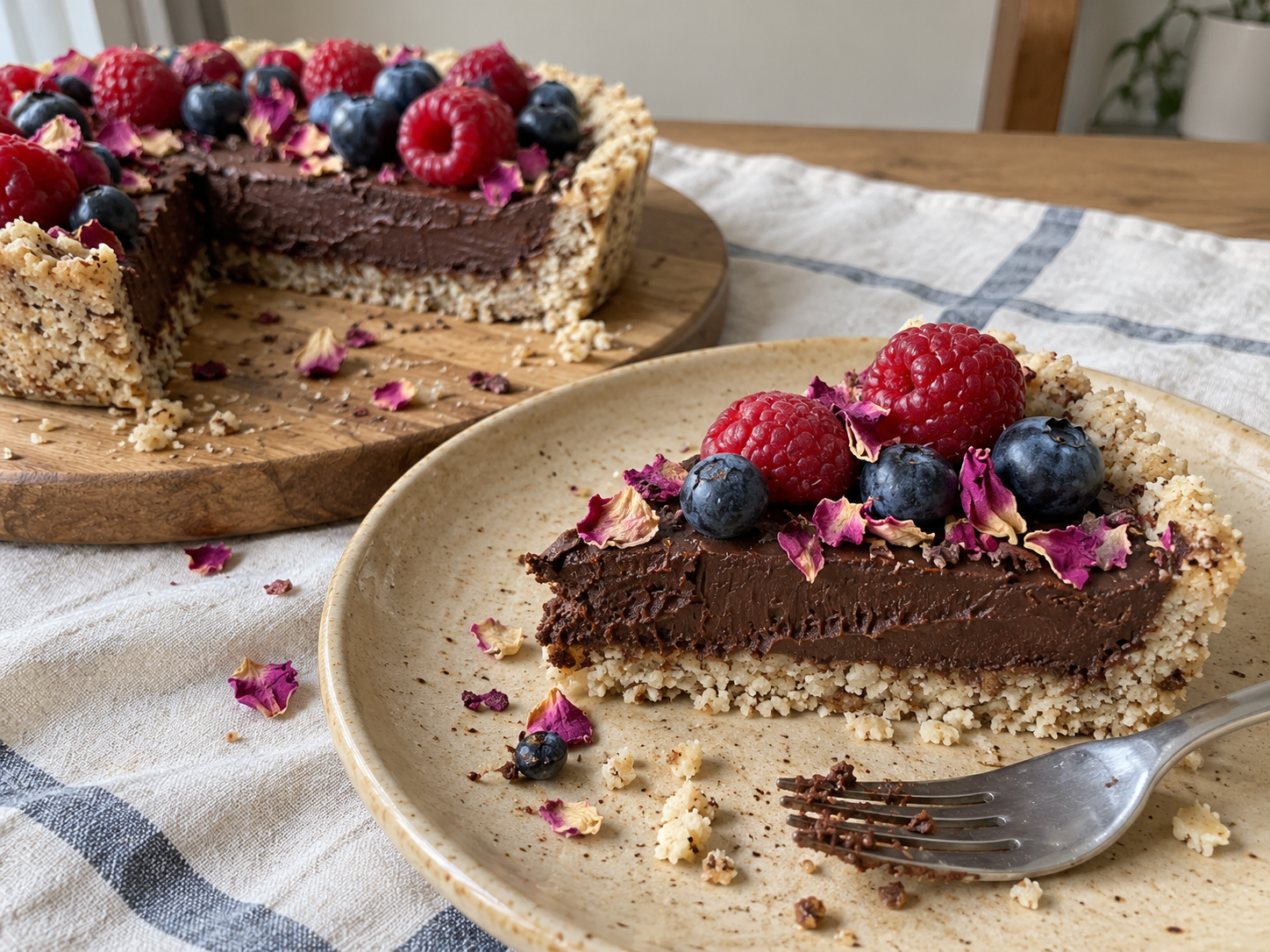 raw chocolate ganache tart