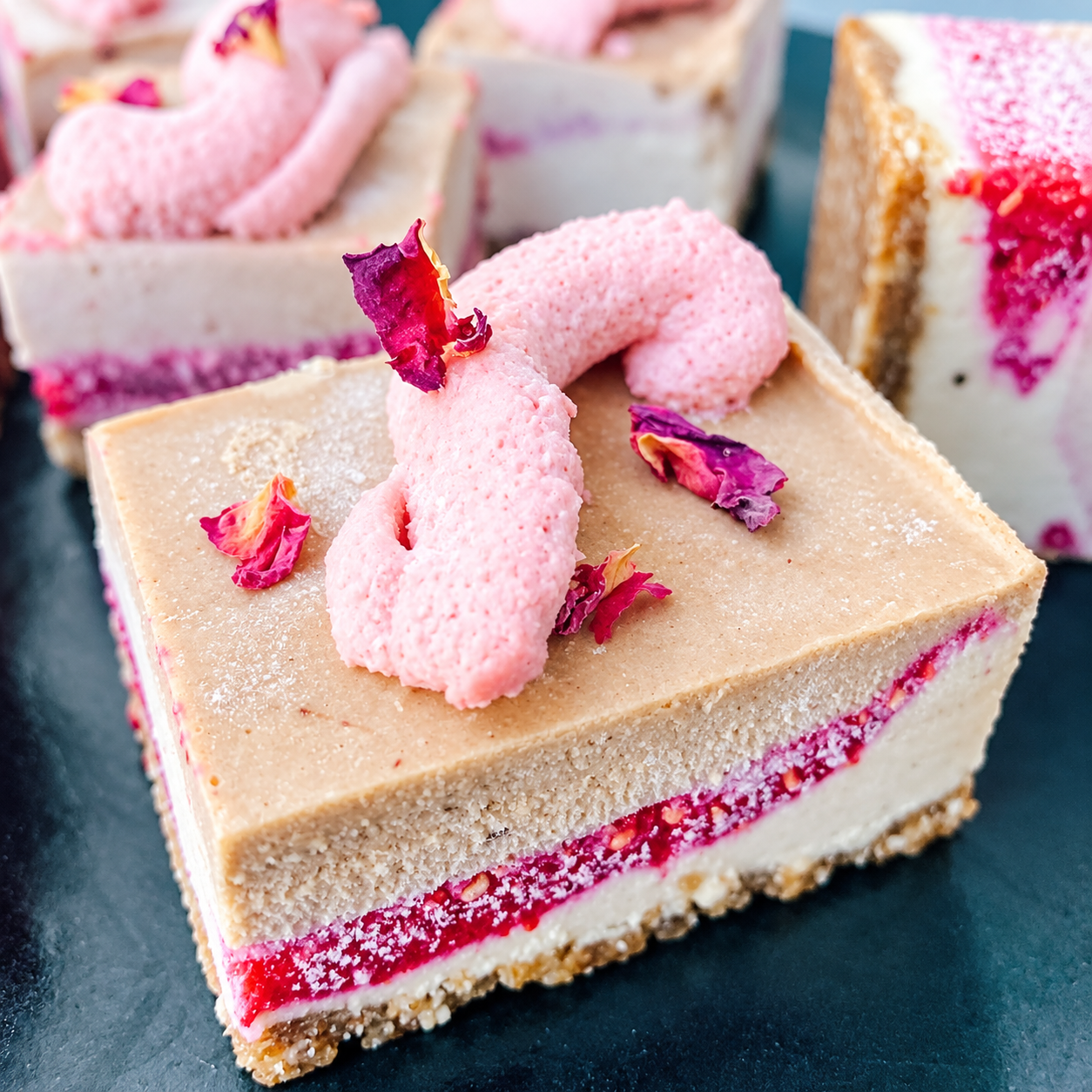 Peanut Butter, Chocolate, and Raspberry Slice