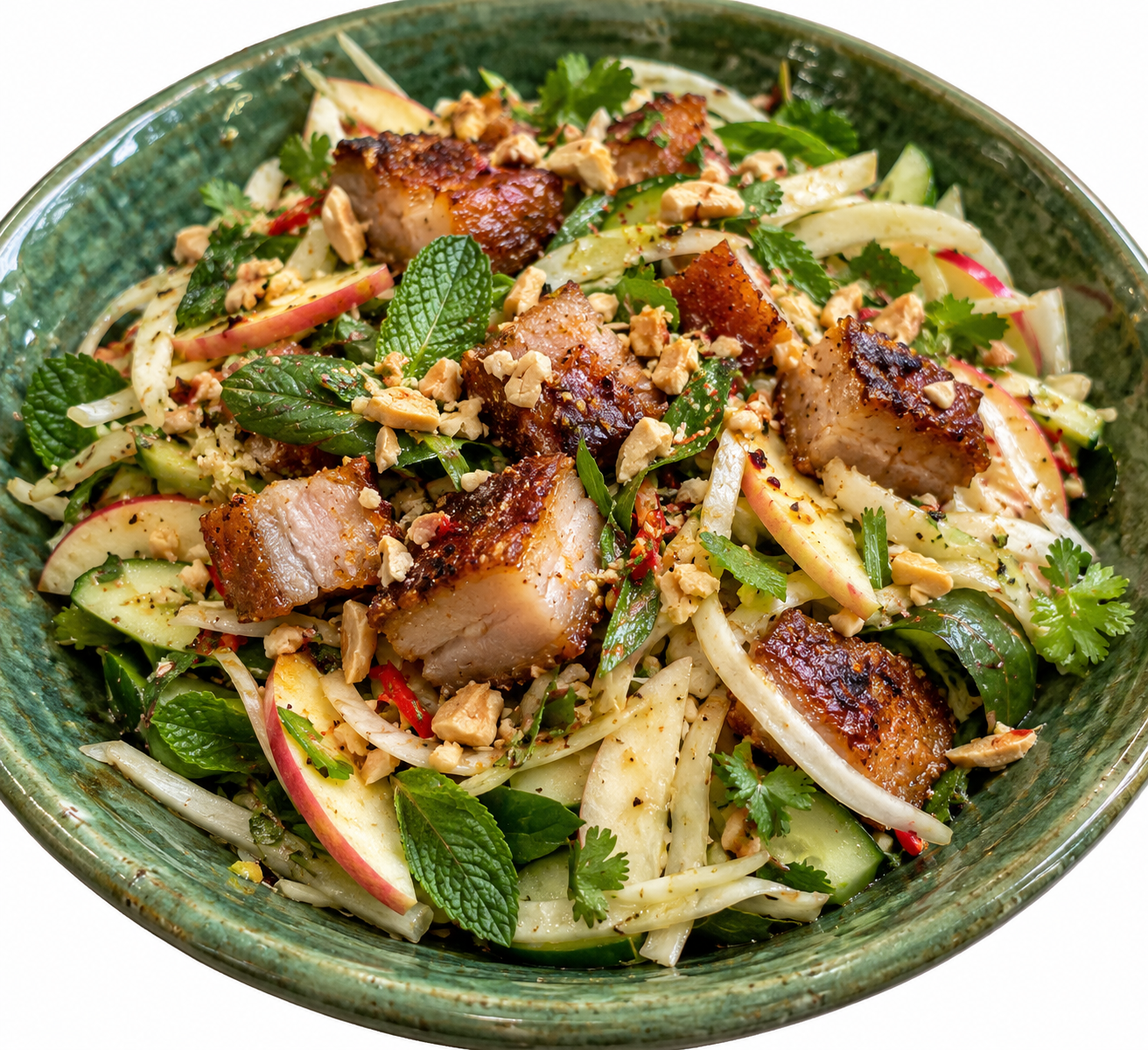 Thai Apple &amp; Fennel Salad with Crispy Pork Belly