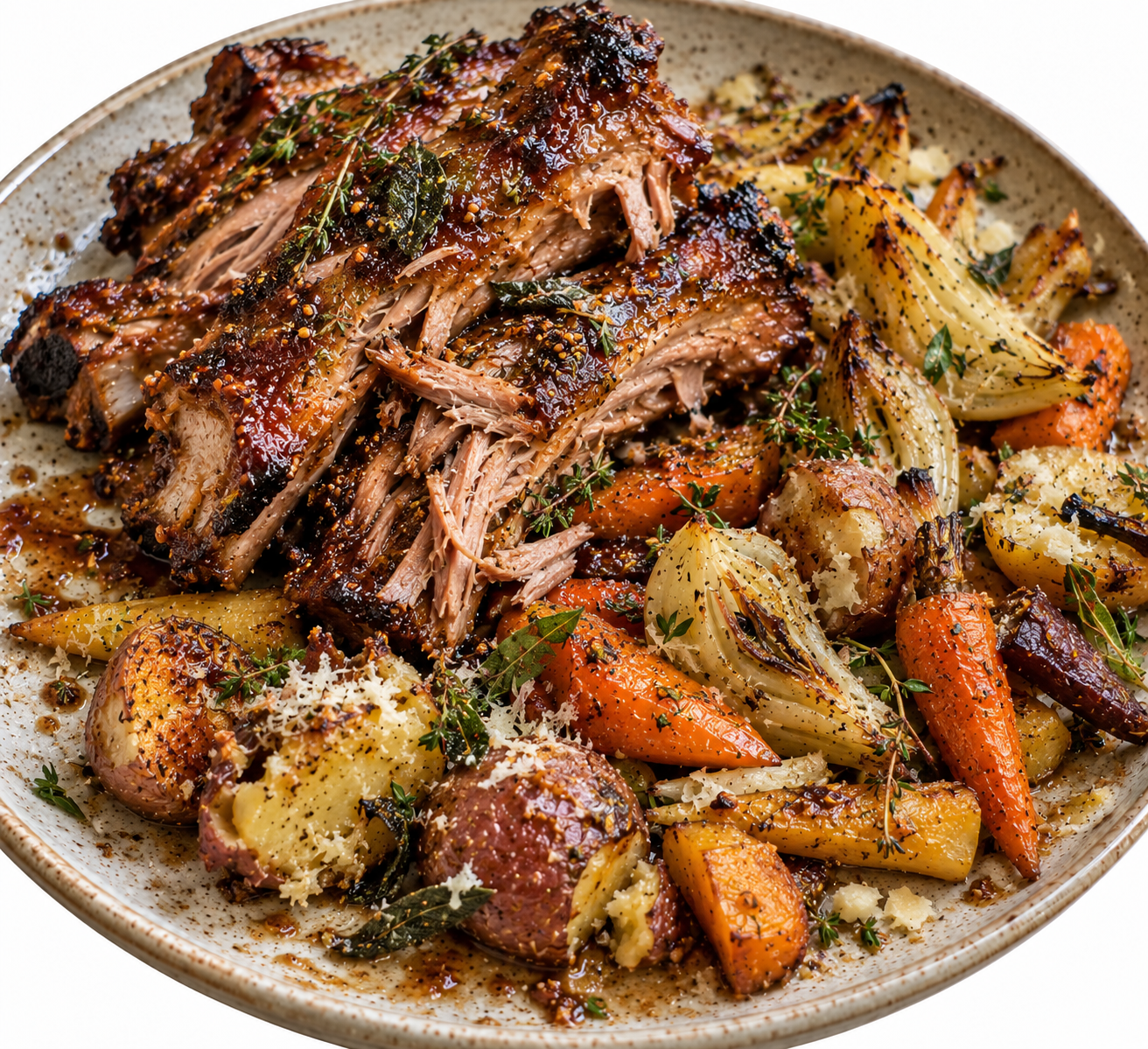 Apple-Butter Dijon Ribs with Roasted Fennel &amp; Parmesan Vegetables