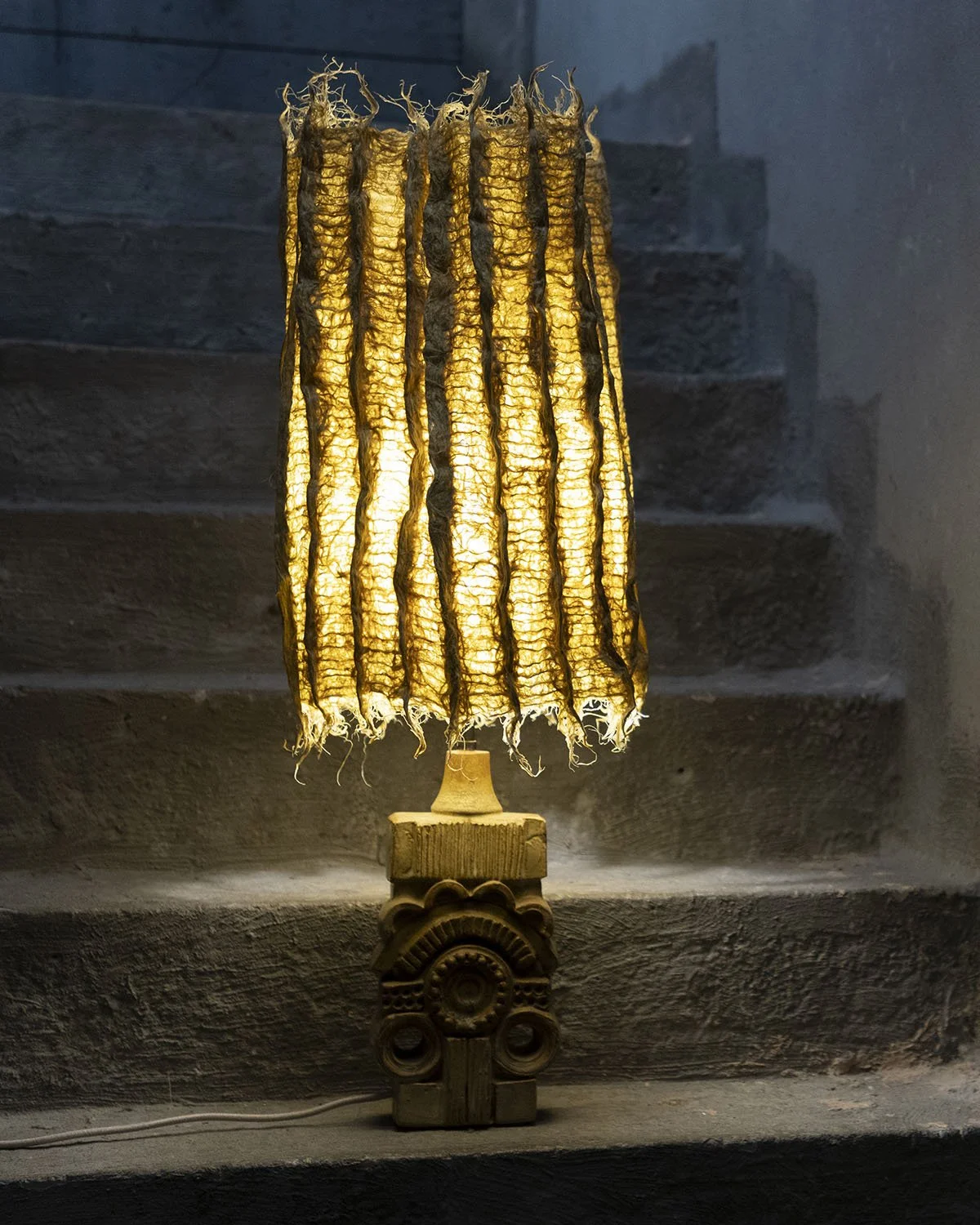 YELLOW FIN LAMP, naturally dyed with weld - 85(h) x 30cm 