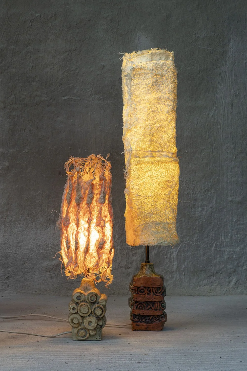SMALL BLUSH LAMP, naturally dyed with madder, 61(h) x 16 cm
