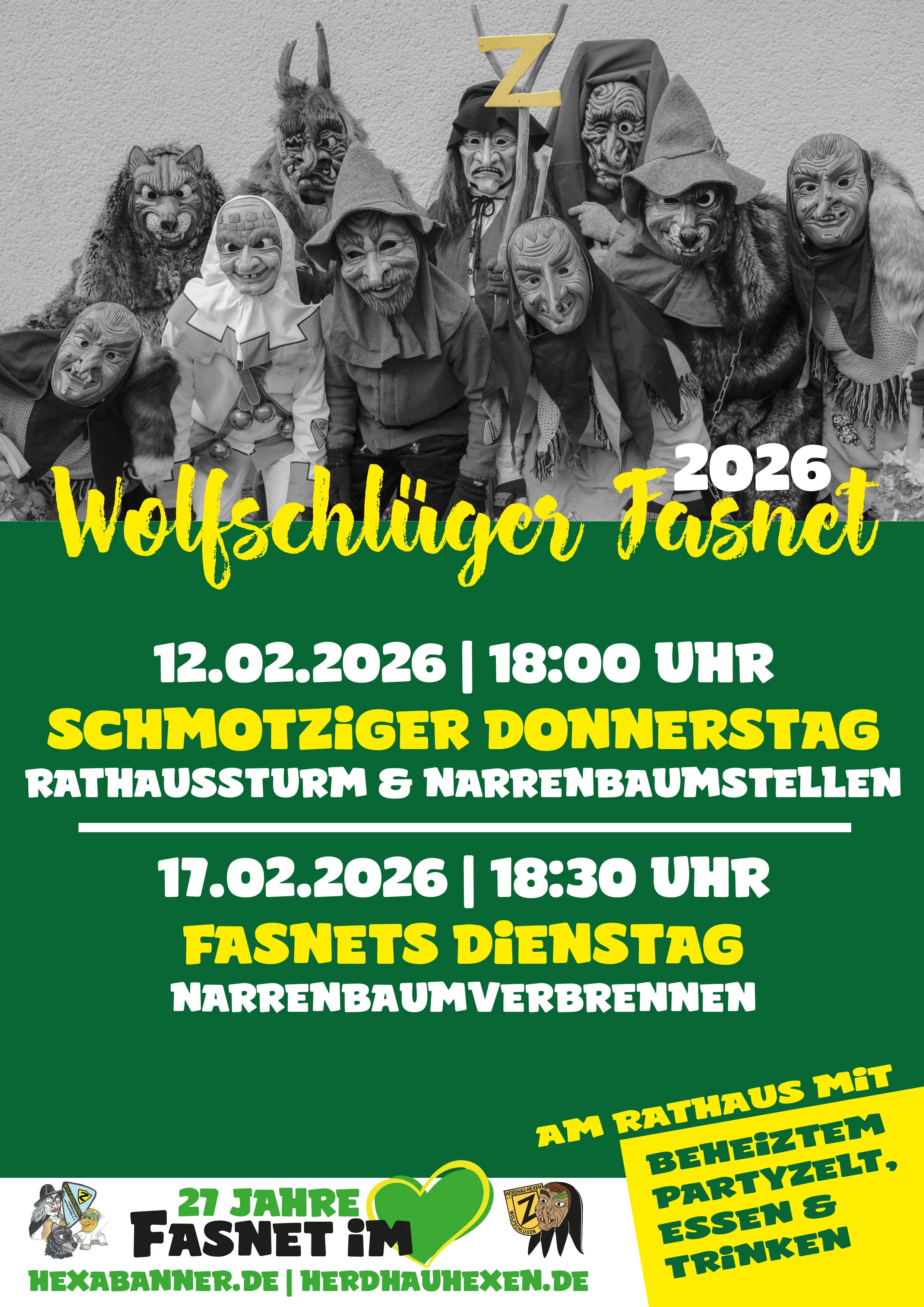 Wolfschlüger Fasnet - Rathaussturm &amp; Narrenbaum stellen - Herdhau-Hexen Wolfschlugen e.V