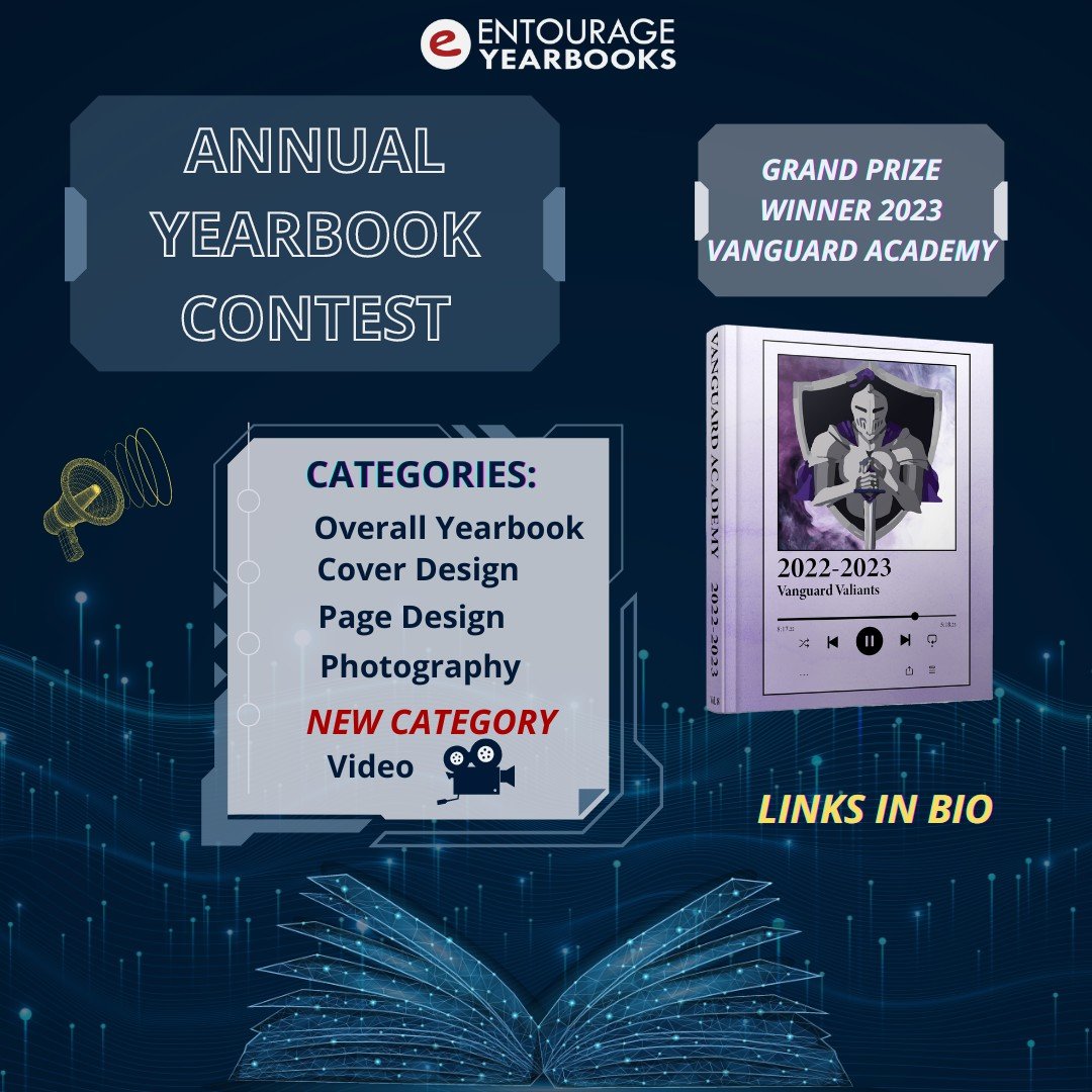 Entourage announces the Annual Yearbook Contest! As a next-generation yearbook company, we have added a new category: Video. Submit a yearbook journey showing us your book or a distribution day. Use the links in our bio to enter all categories.