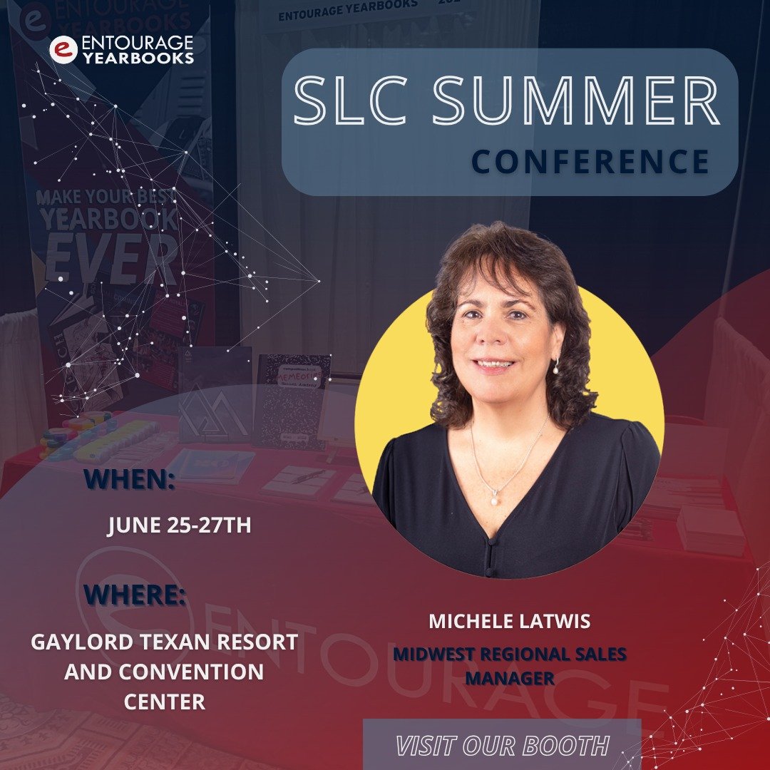 Stop by our booth at the SLC Summer Conference! Michele from our sales team is ready to answer your yearbook questions and help you get started.