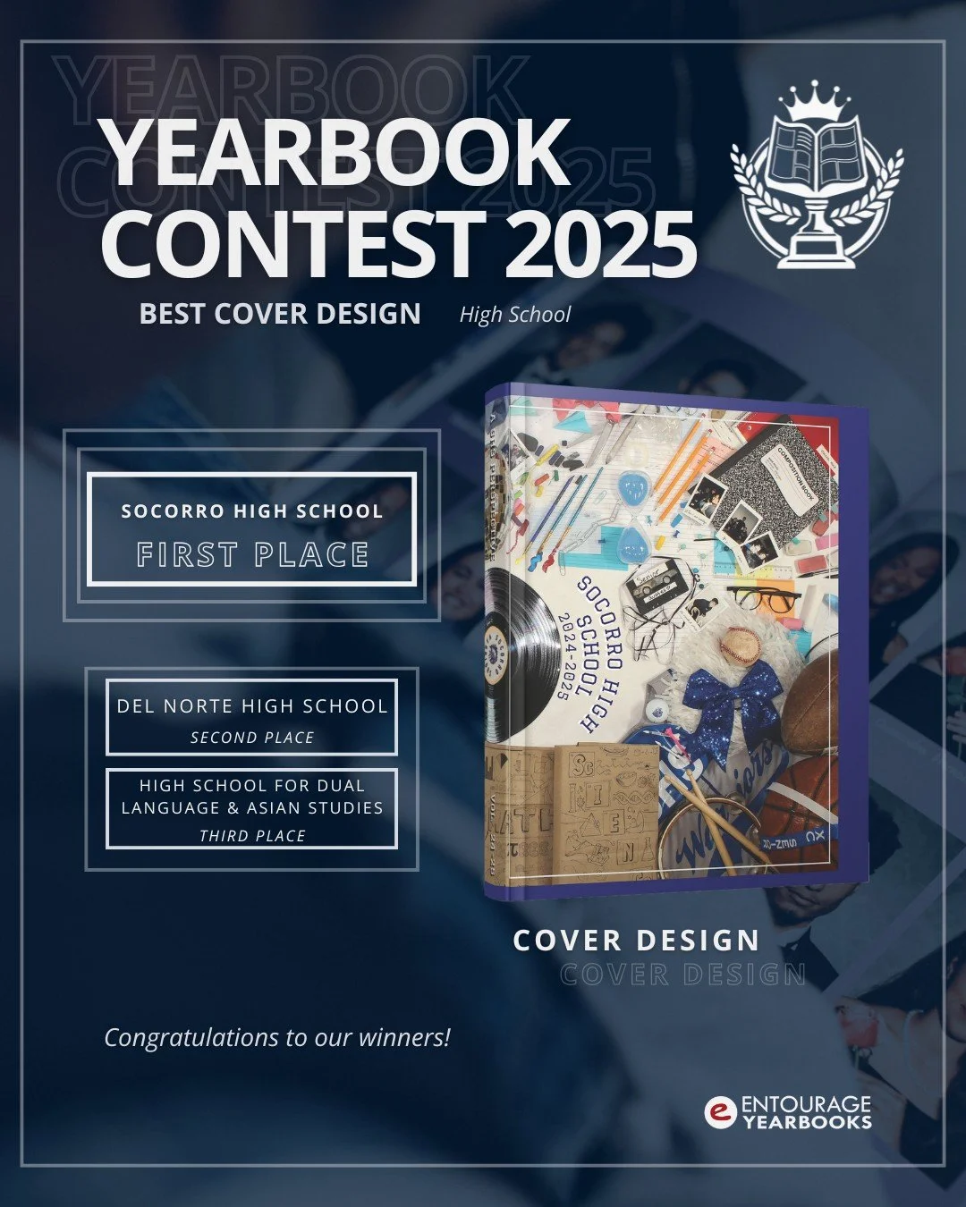 Entourage is thrilled to reveal the winners of our Best Cover Design category! Congratulations to all the schools who showcased incredible creativity and originality in their designs.