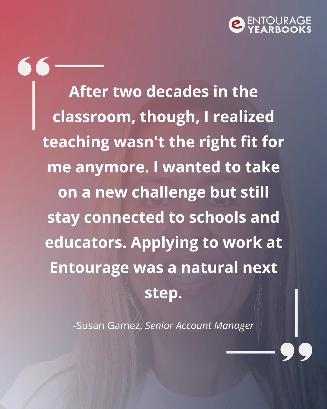 For our Employee Spotlight series, we&rsquo;re featuring Senior Account Manager Susan Gamez. Susan shares her inspiring journey from educator to yearbook professional. Read her full story on our website!