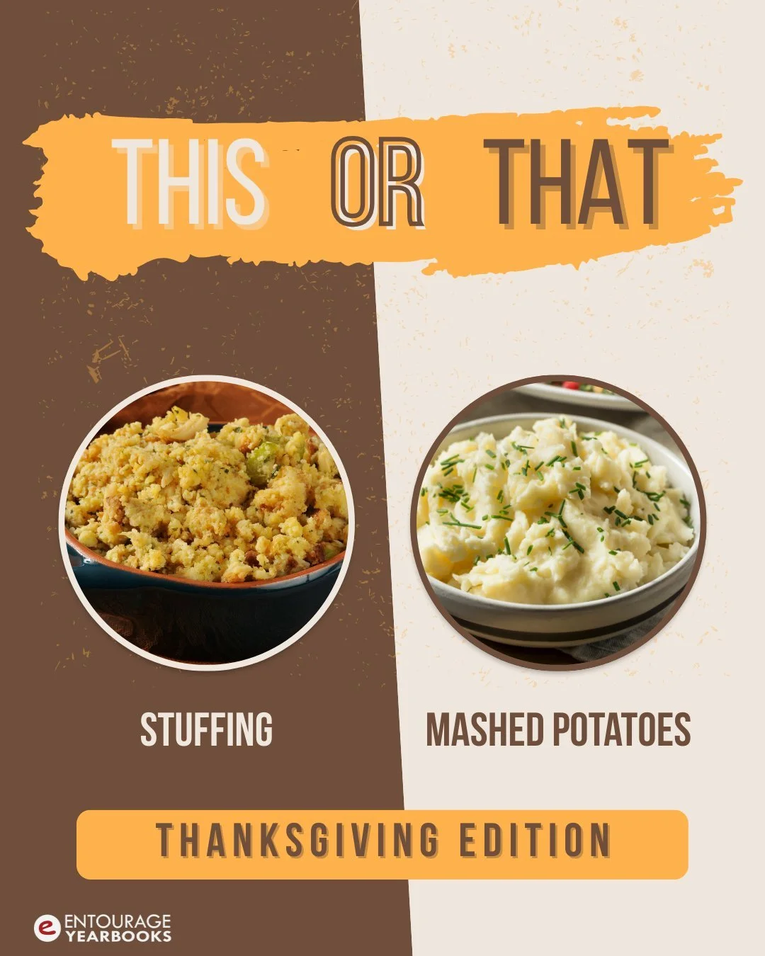 It is time for Entourage's holiday This or That Thanksgiving food edition. Tell us your favorites in the comments below. #thanksgiving