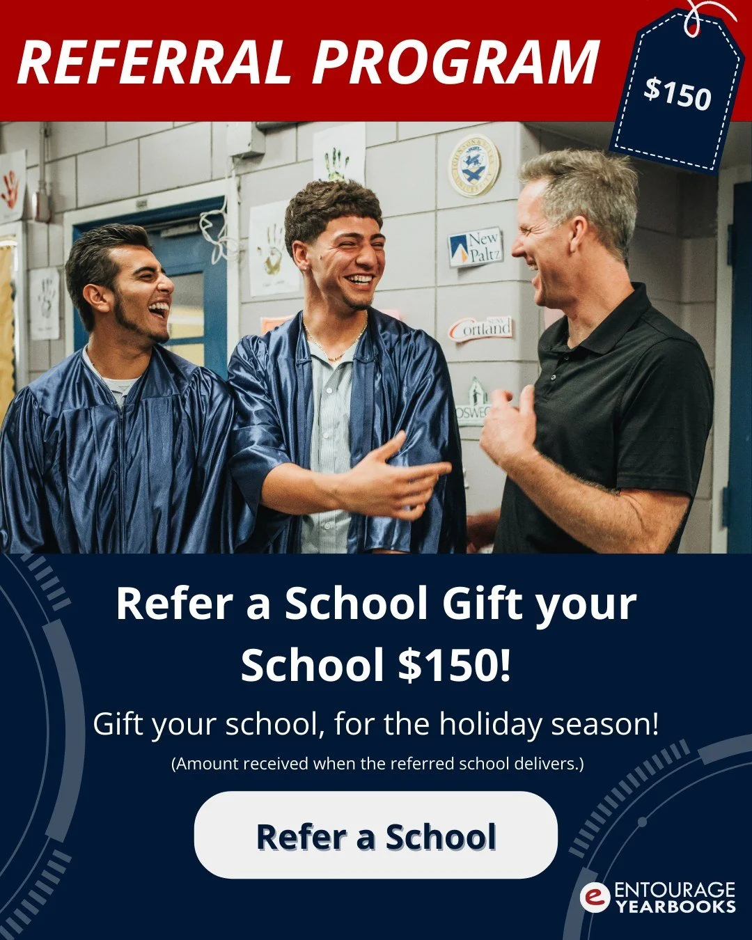 Give your school a holiday gift with Entourage's Referral Program. Refer a school and earn $150 when they deliver.