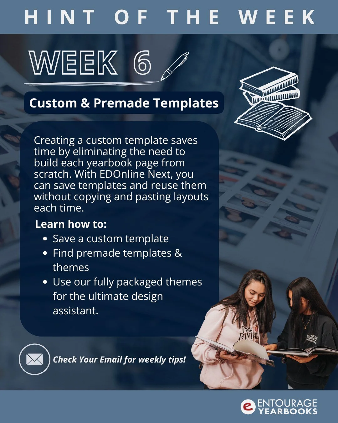 Hint of the Week #6: Custom &amp; Premade Templates

Learn how to save your own custom templates, explore premade options, and use the new Themes button to create an incredible yearbook design.