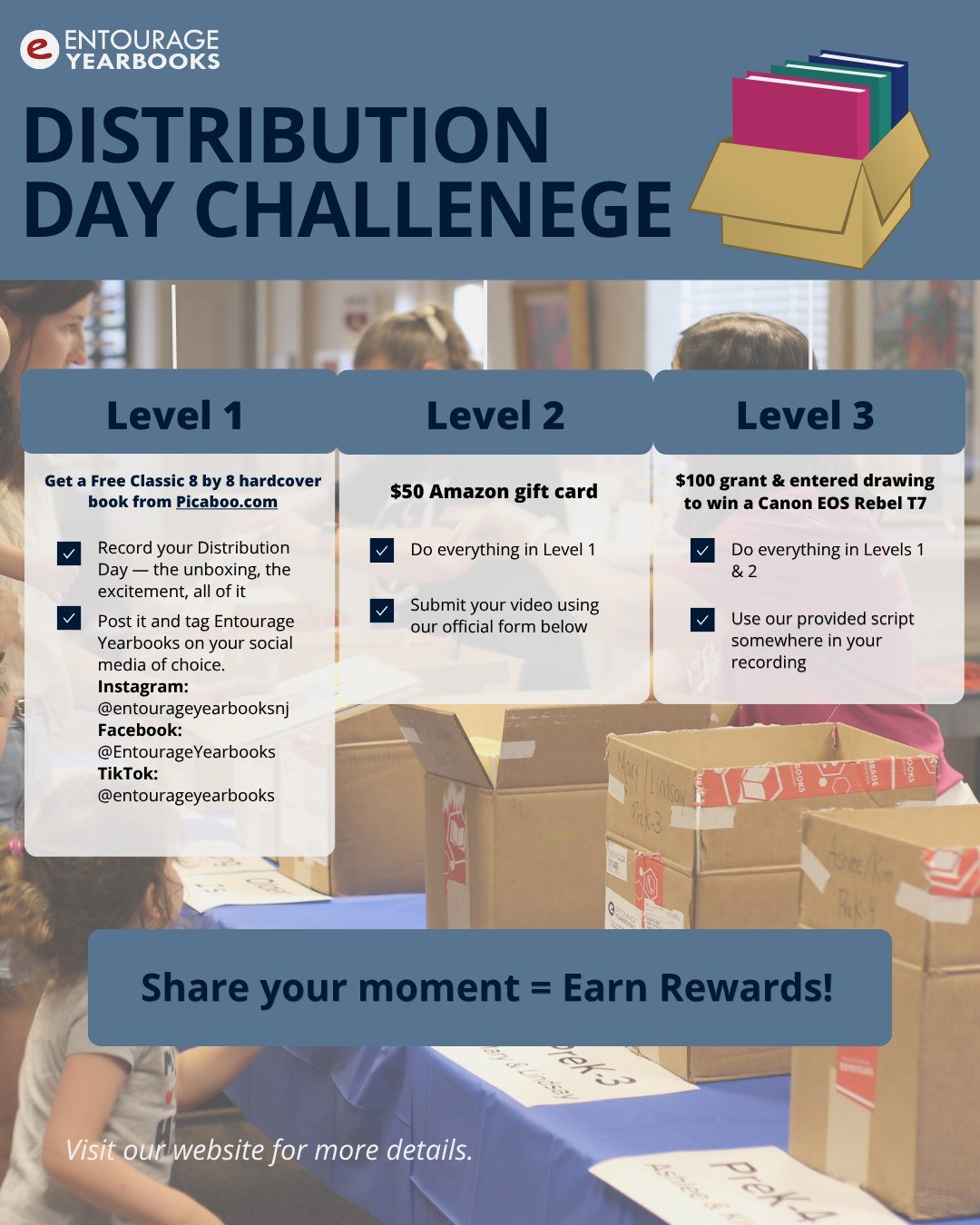 Yearbook Distribution Day just got a whole lot more exciting! When those books land in students' and staff members' hands, capture every priceless reaction and enter our Distribution Day Challenge! Celebrate your yearbook team's hard work and level u