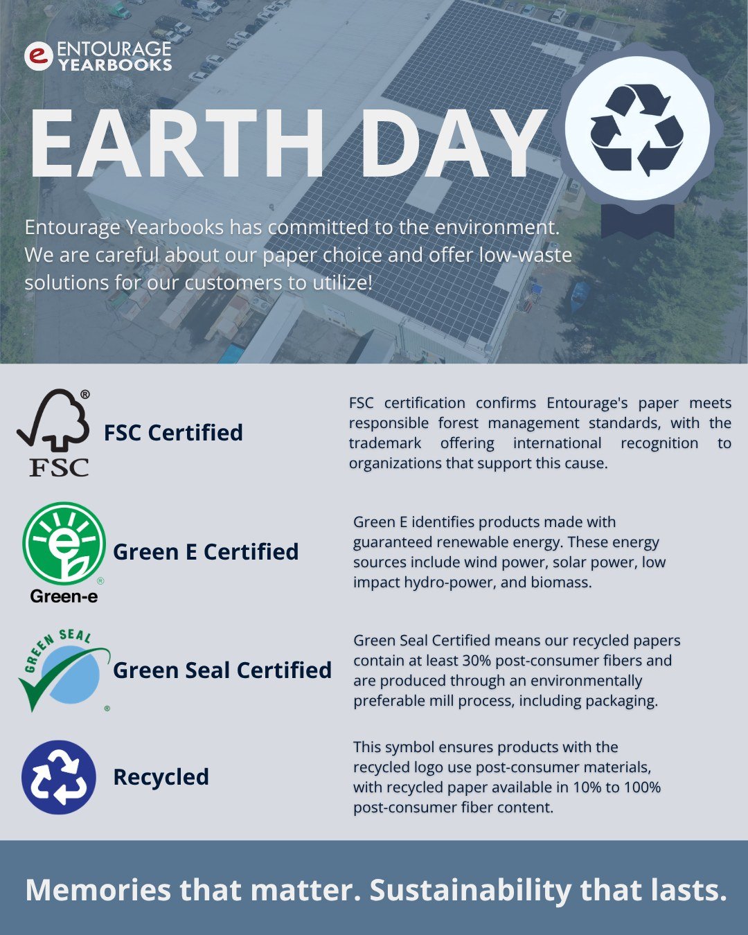 Happy Earth Day! 🌎 At Entourage Yearbooks, every day is a chance to do better for the planet. From green initiatives to smarter waste management, we're committed to building a more sustainable future, one page at a time. ♻️
