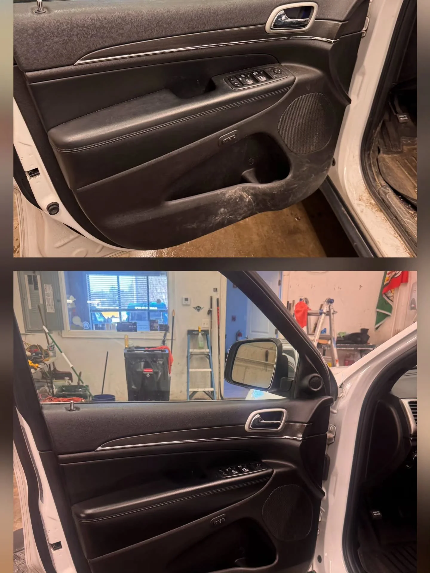 The crew was put to the test today! Got this Jeep Grand Cherokee in for a much-needed interior refresh and pet hair removal. Lots of hard work, vacuuming, and scrubbing but this Jeep looks like new! #detailersofinstagram #bostondetailing #jeeplife #c