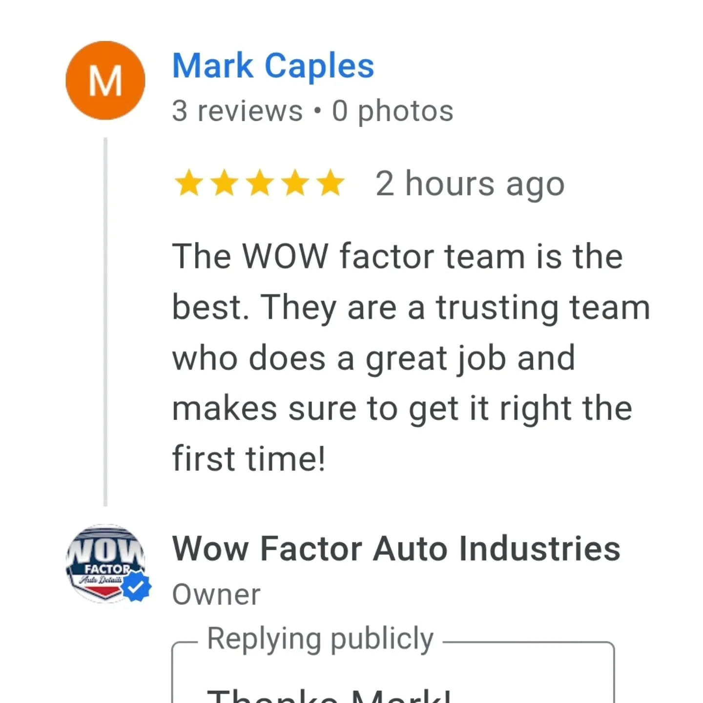 The best thing about Wow Factor is the customers that support us! #detailersofinstagram #smallbuisness #happycustomer #bostondetailing #5star