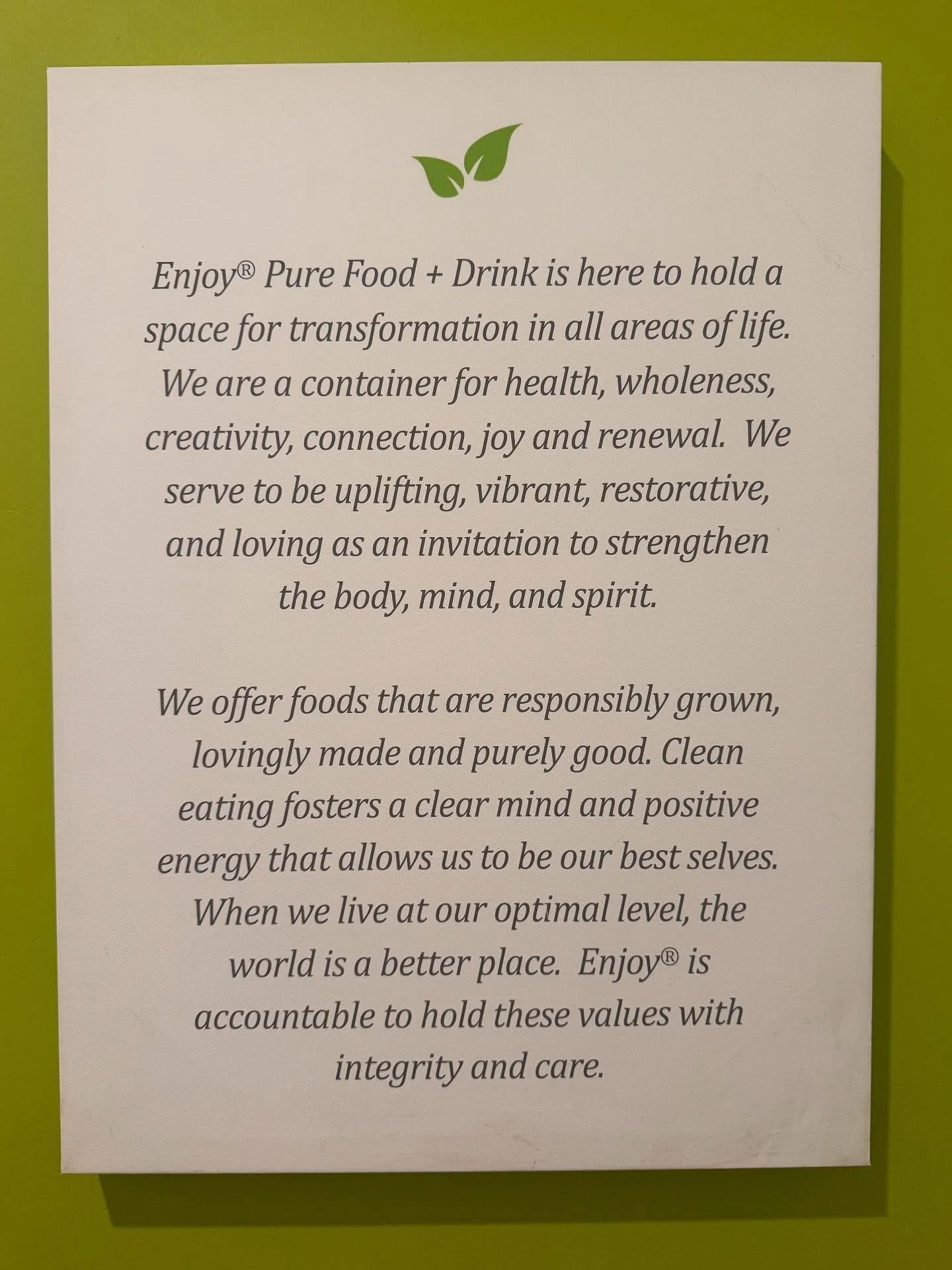 @enjoypurefood is a great place to nourish your body and mind. What place(s) do you enjoy? #curiosity