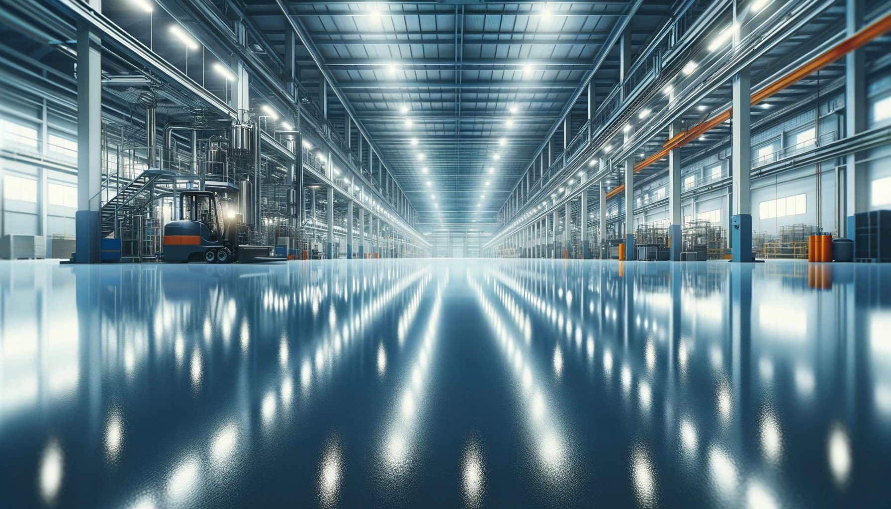 DALL·E 2024-03-06 14.22.54 - An epoxy coated industrial floor, showcasing its smooth, glossy finish. The floor is depicted in a large warehouse or manufacturing facility, with cle.jpeg