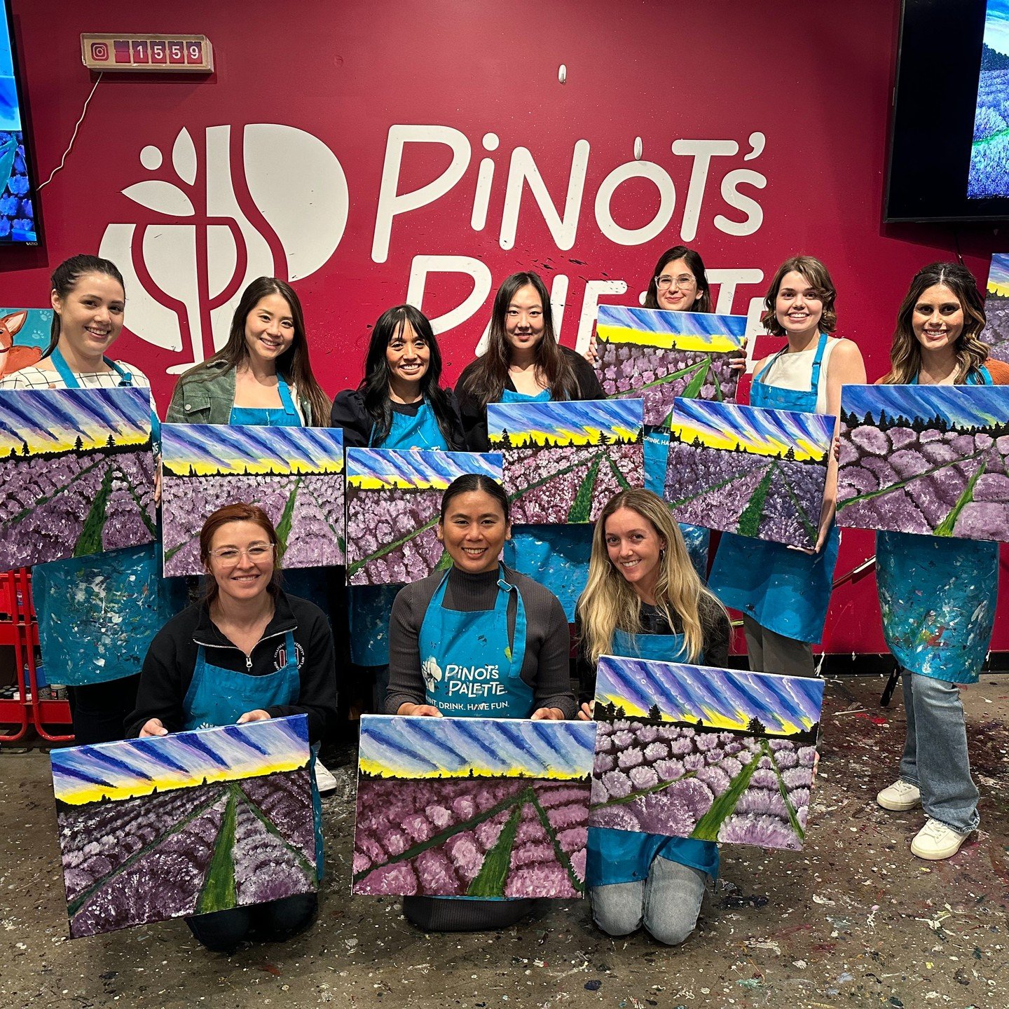 Our wonderful female law clerks and attorneys went to Pinot's Palette last night! Looks like they had a blast 🎨🍷