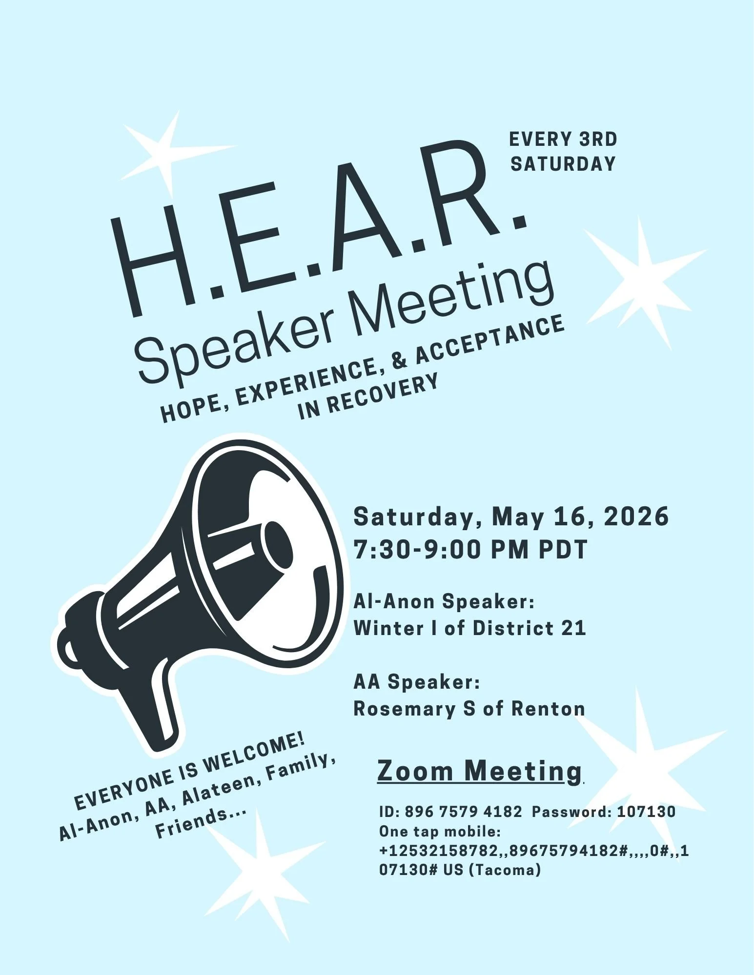 H.E.A.R. Speaker Meeting