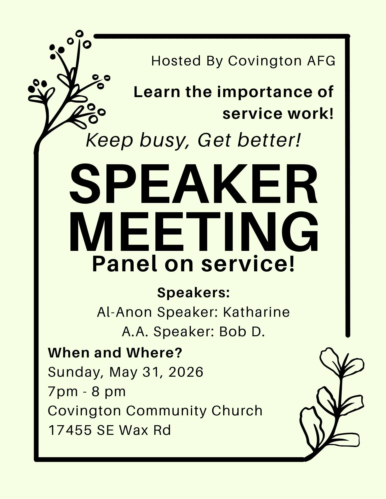 Service Speaker Meeting