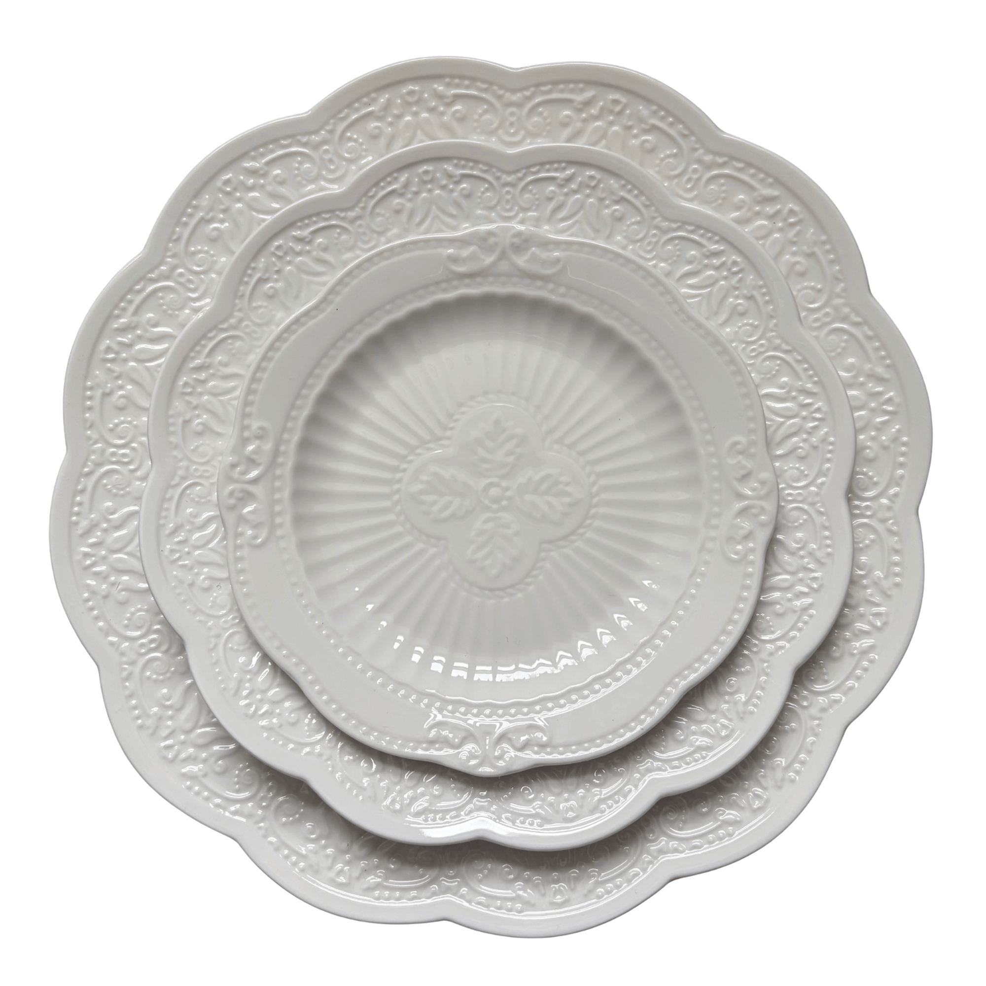 White Vintage Inspired China Rentals - Betty 