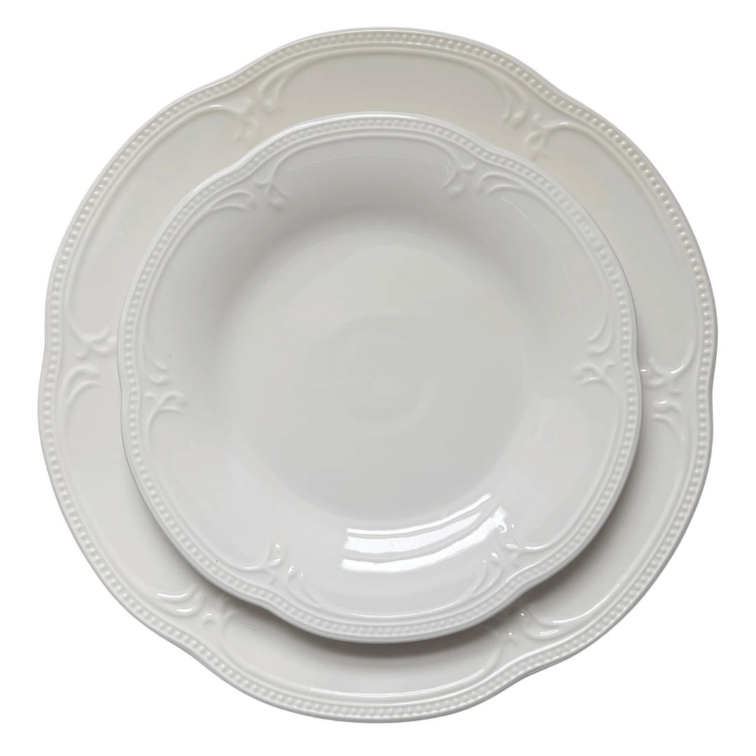 White Vintage Inspired China Rentals - Eloise 