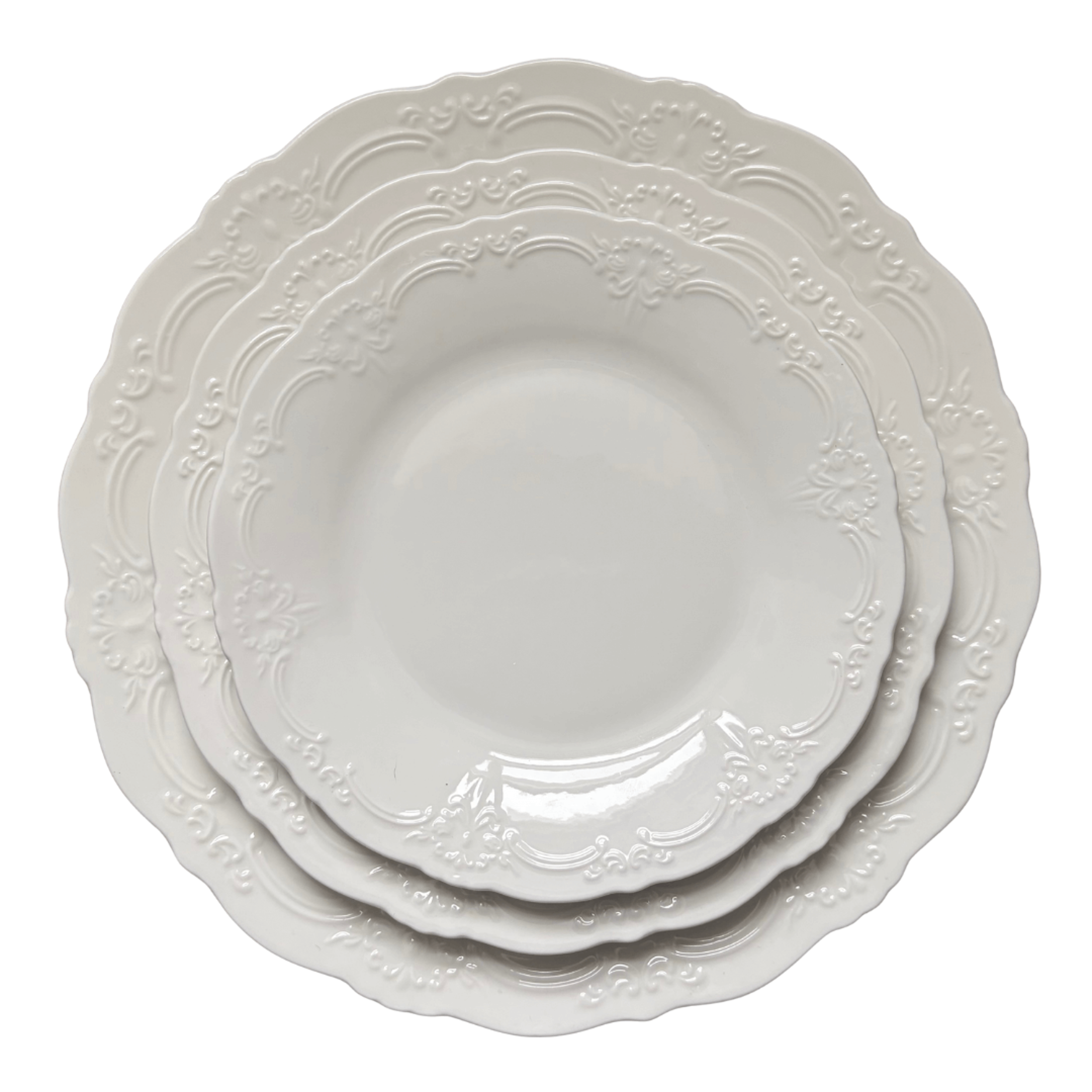 White Vintage Inspired China Rentals - Vera 
