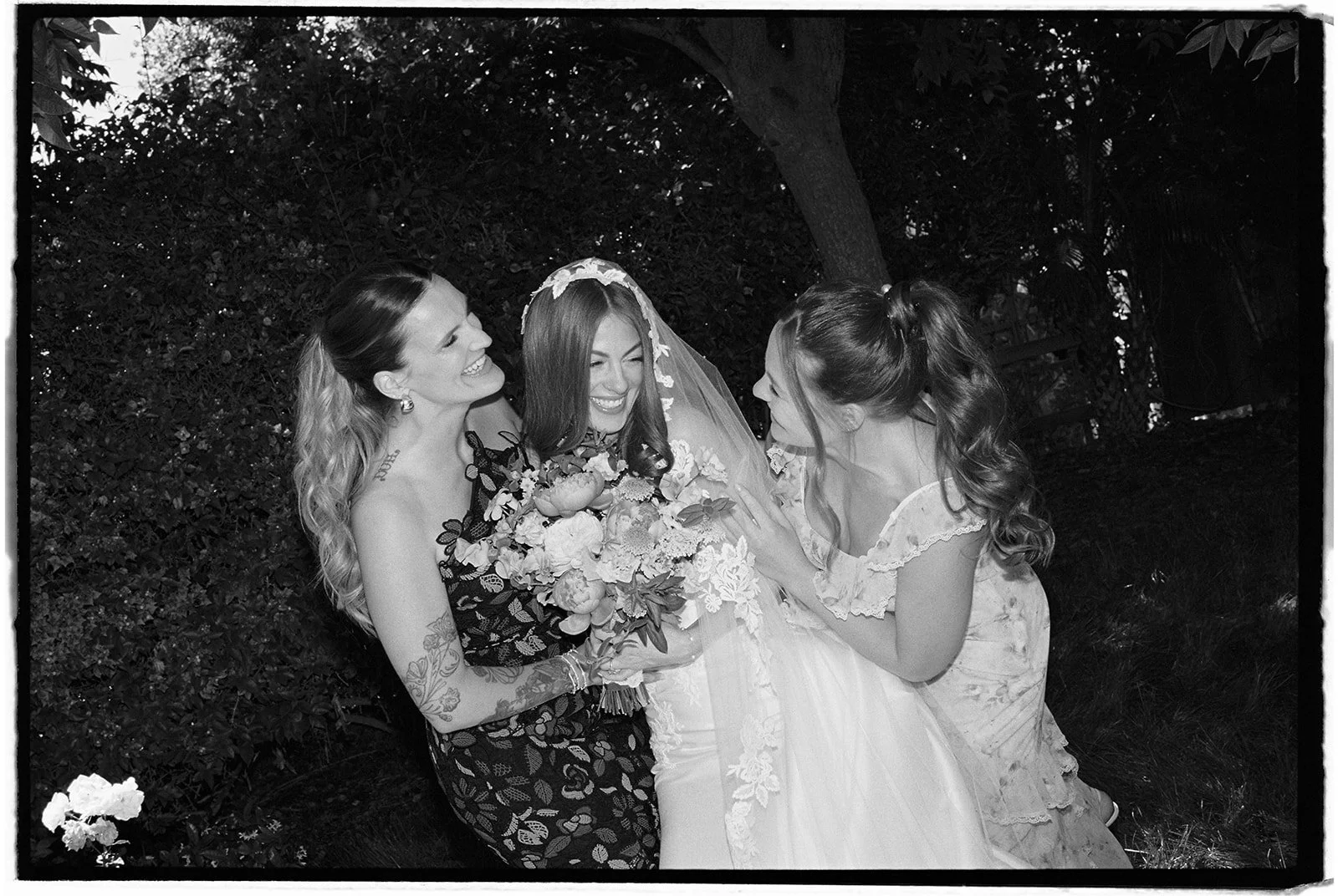  All smiles on the special day. 35 mm film. 