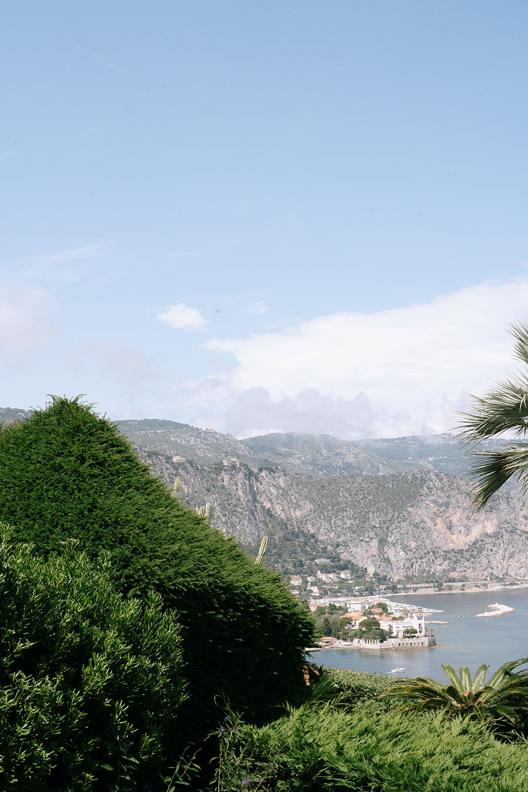 A view from the Villa Ephrussi overlooking the Bay of Villefranche-sur-Mer, a port on the Mediterranean Sea, east of Nice in the South of France