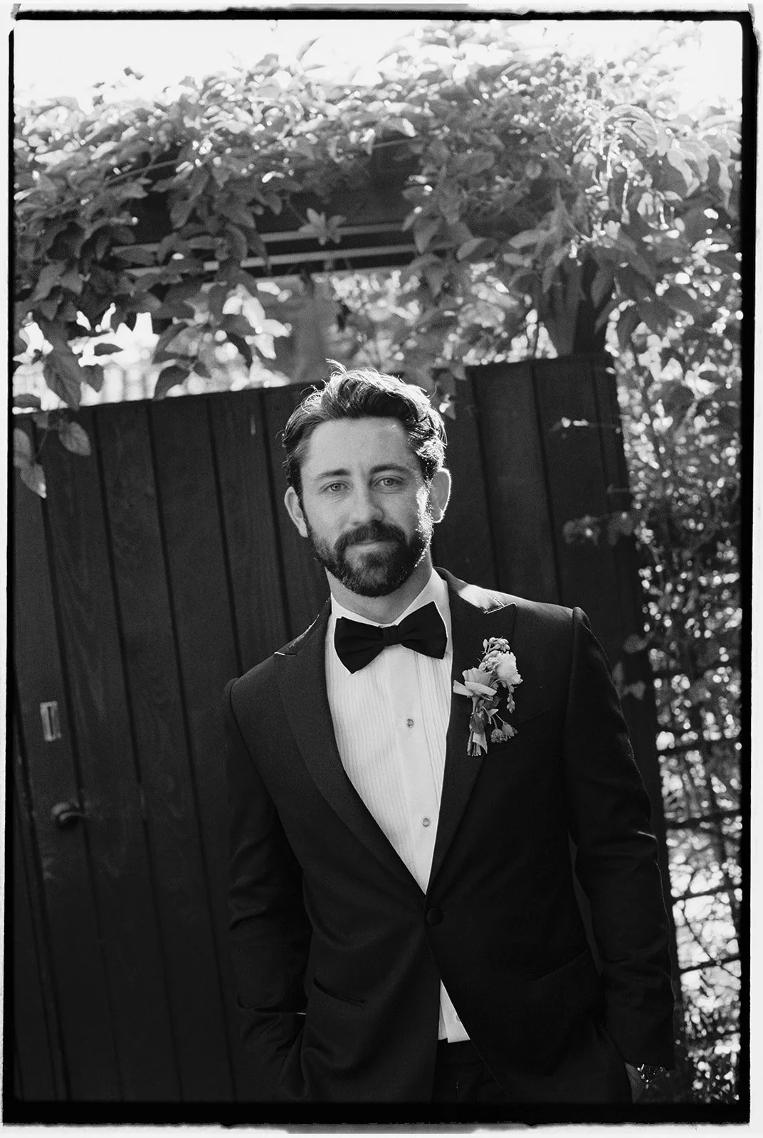  A portrait of the groom. 35 mm film. 