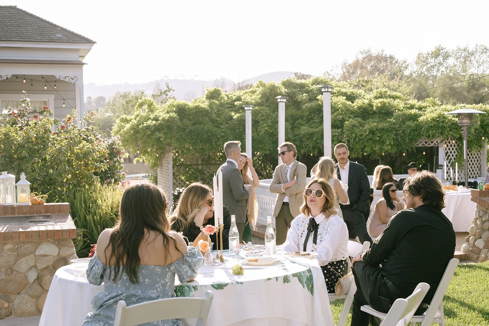 Wedding guests chatting during cocktail hour