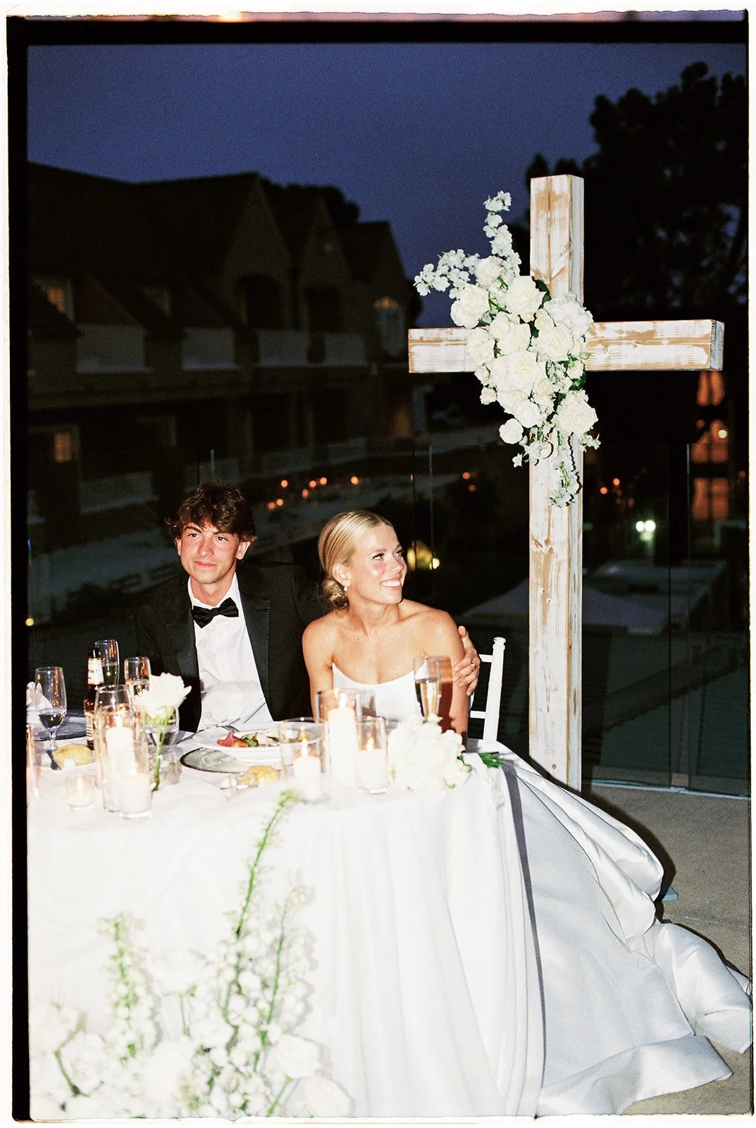 Bride and Groom eating dinner