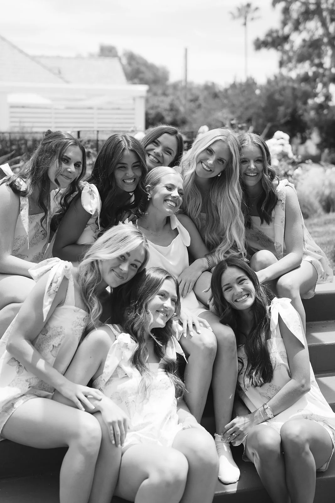 The bride and her bridesmaids